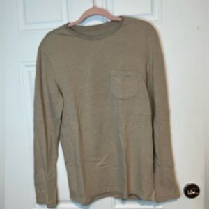 Goodfellow Tan Long Sleeve Crewneck Shirt with Pocket